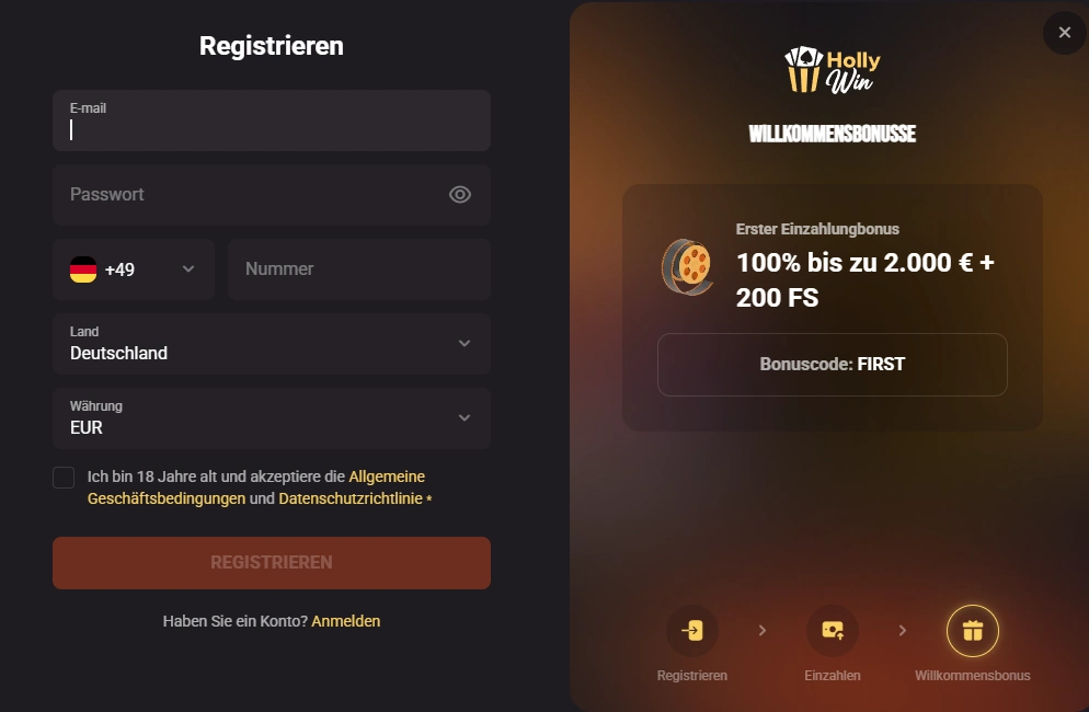 hollywin casino register